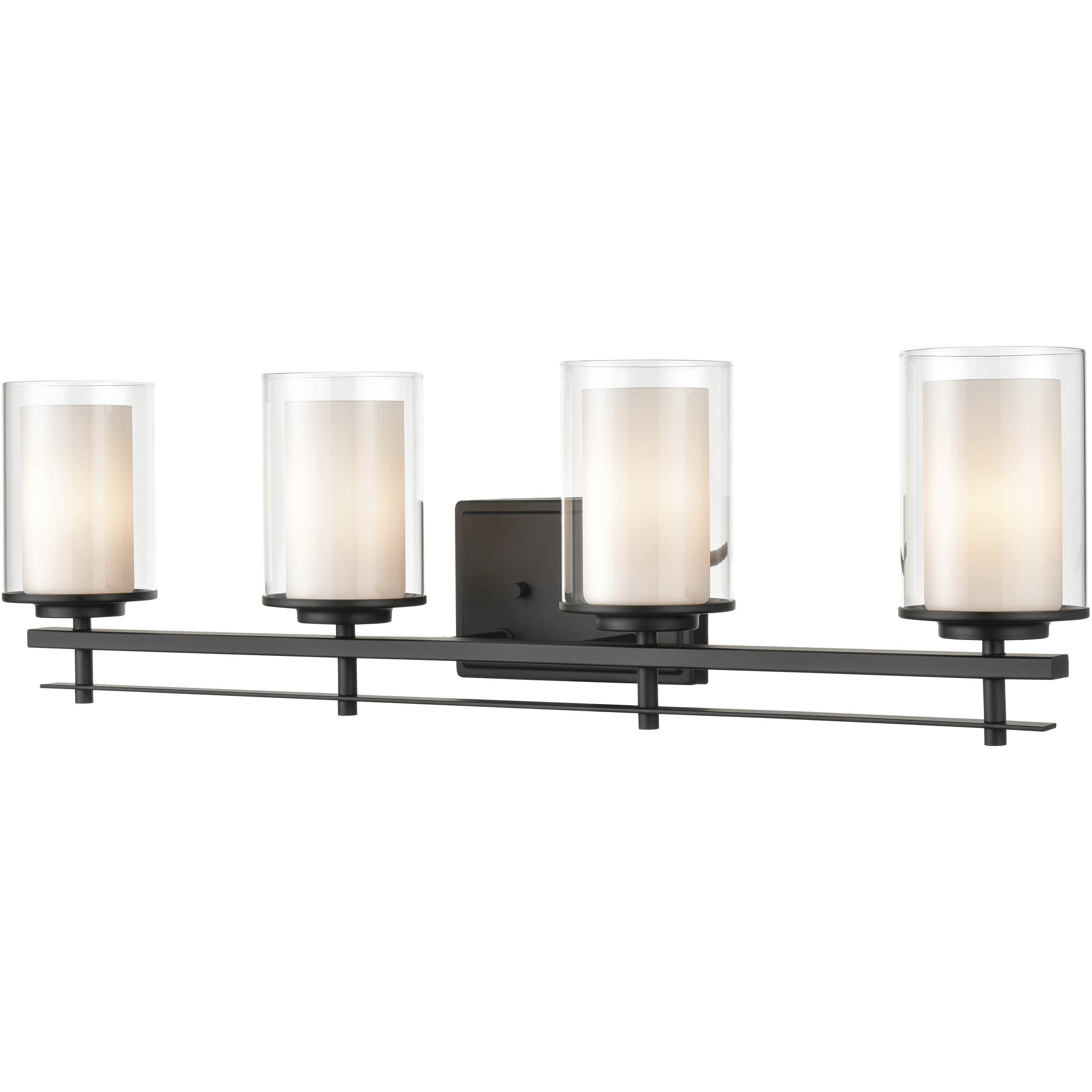 Huderson 4 Light 31 inch Matte Black Bathroom Vanity Light Wall Light